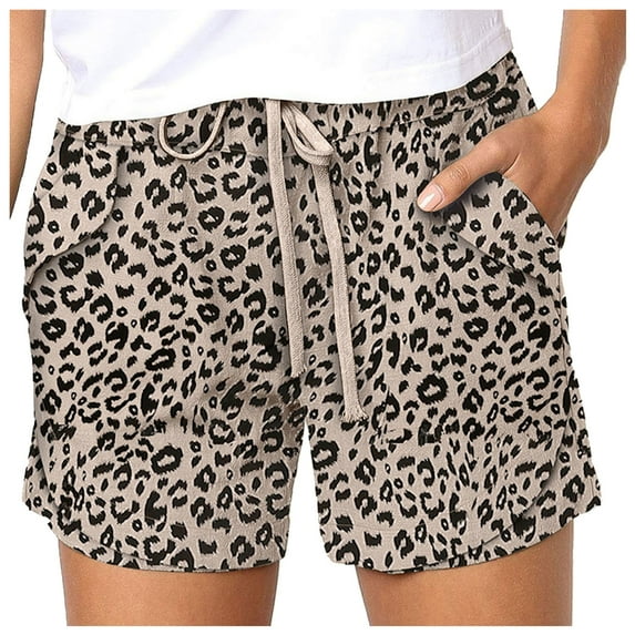 YYDGH Womens Casual Drawstring Elastic Waist Cotton Shorts Solid Color Print Summer Lightweight Shorts with Pockets Khaki 3XL