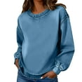 thumbnail image 1 of YYDGH Womens Denim Pullover Tops Long Sleeve Crew Neck Jean Sweatshirt Solid Color Casual Loose Fit Lightweight Sweatshirt Sky Blue S, 1 of 9