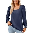 thumbnail image 1 of YYDGH Womens Eyelet Puff Sleeve Tops Square Neck Long Sleeve Sweatshirt Dressy Casual Work Blouse Shirts Navy Blue M, 1 of 4