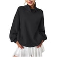 thumbnail image 1 of YYDGH Womens Fleece Sweatshirts Oversized Turtleneck Long Sleeve Pullover Tops Trendy Casual Loose Sweatshirts with Pockets Black L, 1 of 6