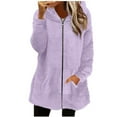 thumbnail image 1 of YYDGH Womens Fleece Zip Up Jacket Oversized Long Sherpa Hoodie Fuzzy Outerwear Fall Winter Warm Coat with Pockets, 1 of 6