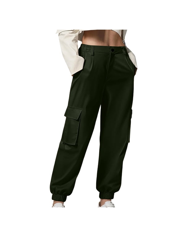 Womens High Waisted Cargo Pants with Pockets Baggy Lightweight Travel Pants Quick Dry Cargo Joggers with Pockets