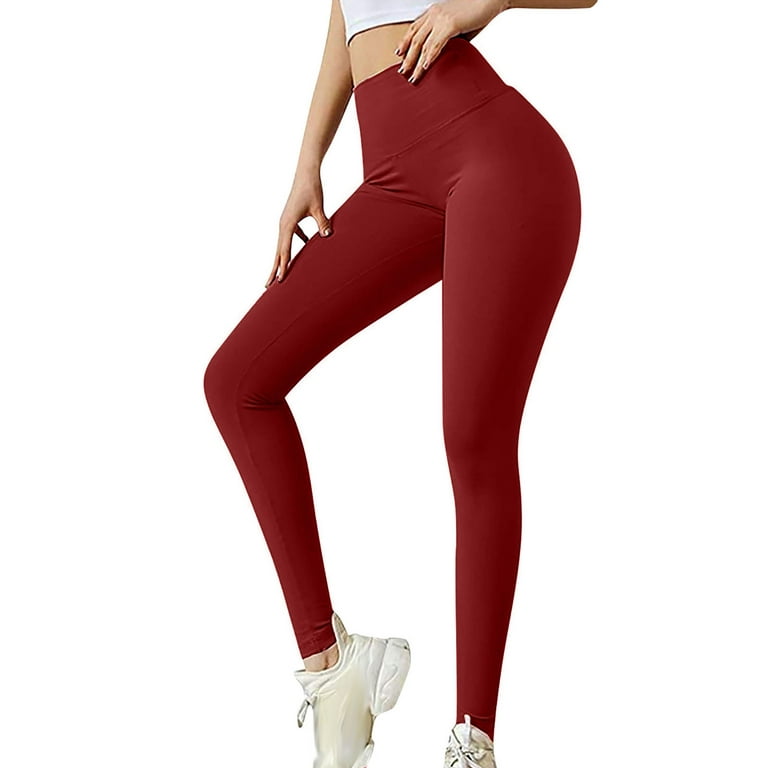 YYDGH Womens High Waisted Yoga Pants Bow-Knot Tie Workout Leggings Ruched  Butt Lifting Stretch Sport Running Tights Red XL 