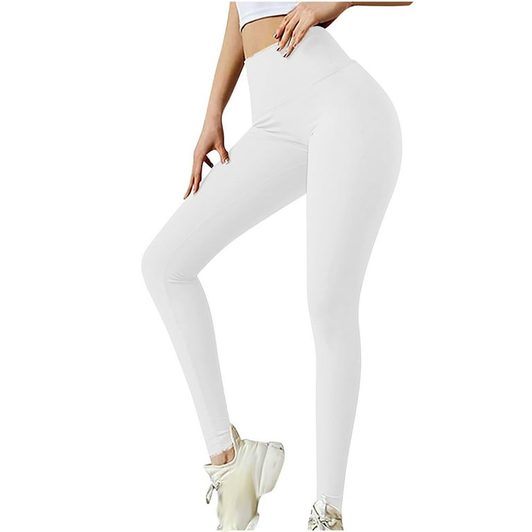 YYDGH Womens High Waisted Yoga Pants Bow-Knot Tie Workout Leggings Ruched  Butt Lifting Stretch Sport Running Tights White L 