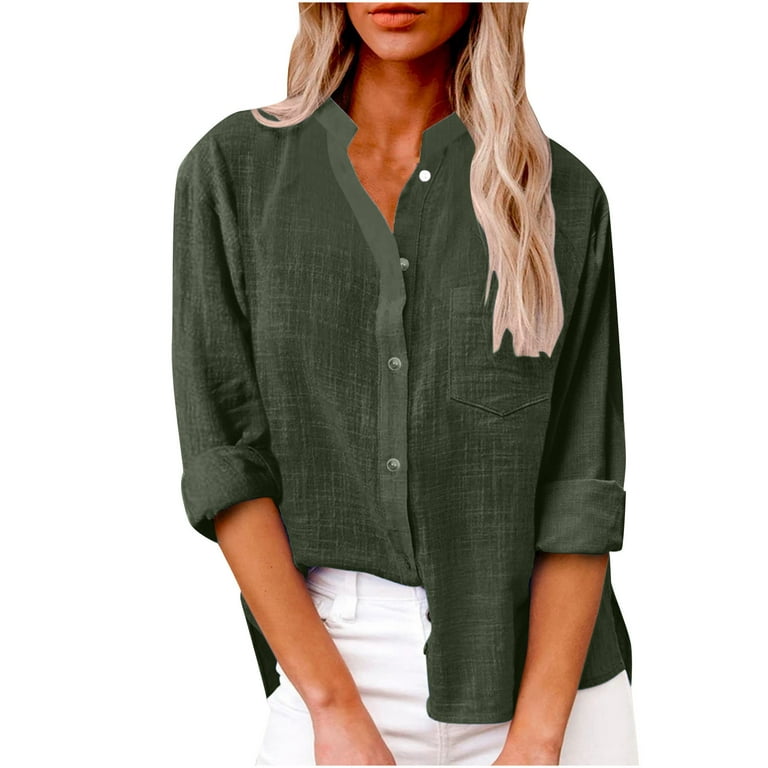 https://i5.walmartimages.com/seo/YYDGH-Womens-Long-Sleeve-Button-Down-Shirts-V-Neck-Cotton-Linen-Blouses-Roll-Up-Casual-Work-Plain-Solid-Color-Tops-Green-S_c196354a-bb89-4416-809a-8bf8ed86e2ea.fe1a19691680b70aa1840a9e2ef74fd1.jpeg?odnHeight=768&odnWidth=768&odnBg=FFFFFF