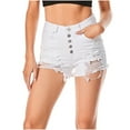 thumbnail image 1 of YYDGH Womens Ripped Denim Shorts Mid Waisted Button Down Stretchy Distressed Jeans Casual Summer Shorts White XXL, 1 of 8