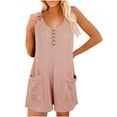 thumbnail image 1 of YYDGH Womens Rompers Sleeveless Button Down V Neck Waffle Tank Top Jumpsuit Summer Outfits Pink M, 1 of 8