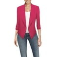 thumbnail image 1 of YYDGH Womens Ruched 3/4 Sleeve Draped Blazers Plus Size Open Front Business Work Suit Office Blazer Jackets Casual Basic Cardigan Hot Pink L, 1 of 7