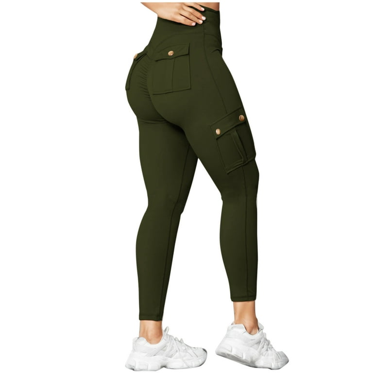 YYDGH Womens Scrunch Butt Leggings with Pockets High Waist Cargo Pants Work  Pants Gym Workout Leggings L