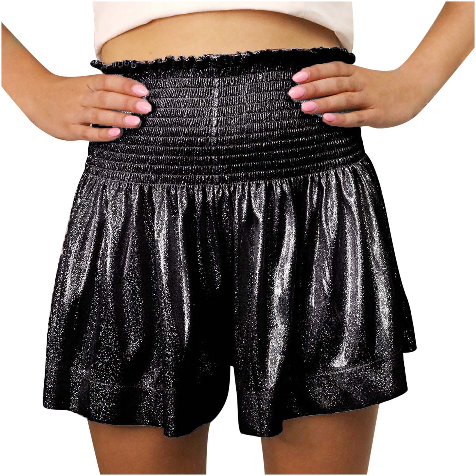  CRTGW Shorts for Women Elastic Waist Sequin Shorts (Color :  Dark Green, Size : X-Large) : Clothing, Shoes & Jewelry