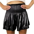 thumbnail image 1 of YYDGH Womens Sequin Shorts Elastic High Waisted Pleated Ruffle Cute Shorts Beach Flowy Casual Glitter Sparkly Shorts Black 5XL, 1 of 6