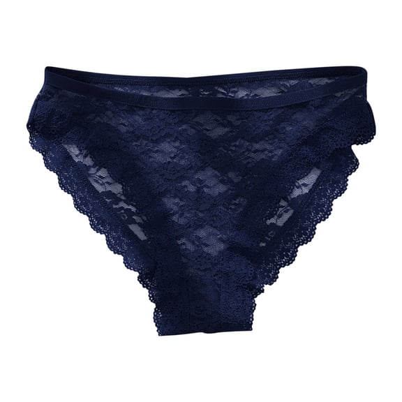YYDGH Womens Sexy G String Thongs Lace Cotton Pads Panties Underwear for Women Sheer Mesh Hipster Brief Dark Blue M