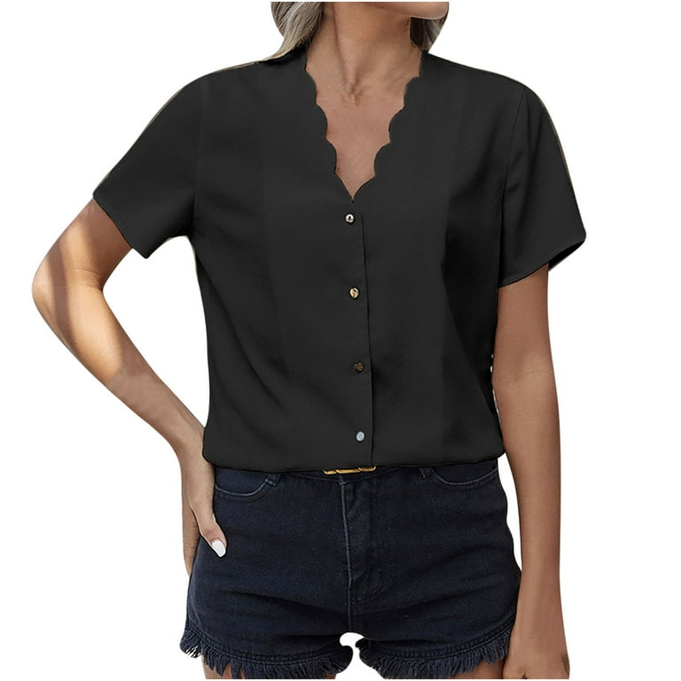 black button down shirt women walmart