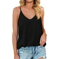 thumbnail image 1 of YYDGH Womens Silk Satin Camisole Cami Plain Strappy Vest Top T-Shirt Blouse Tank Shirt V-Neck Spaghetti Strap Black S, 1 of 7