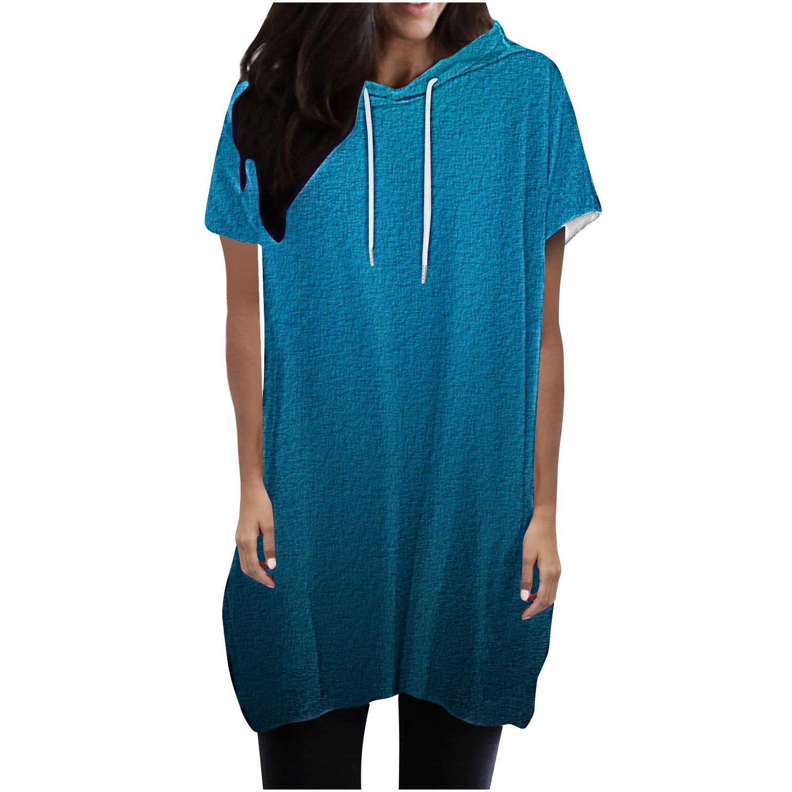 YYDGH Womens Summer Oversized Shirts 2024 Short Sleeve Drawstring ...
