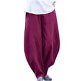 thumbnail image 1 of YYDGH Womens Summer Palazzo Pants Cotton Linen High Waisted Harem Pants Casual Beach Baggy Lantern Trousers with Big Pockets Wine Red Wine Red, 1 of 6
