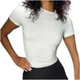 thumbnail image 1 of YYDGH Womens Summer Short Sleeve Cute Crop Tops Casual Basic Crewneck Slim Fit T-Shirts White M, 1 of 6