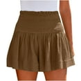 thumbnail image 1 of YYDGH Womens Summer Shorts Loose Elastic High Waisted Flowy Ruffle Casual Cute Pleated Beach Short Coffee L, 1 of 8