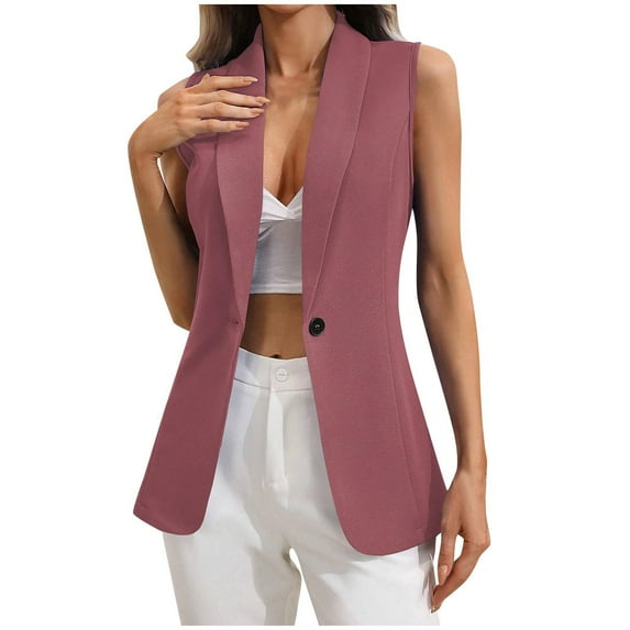 YYDGH Womens Summer Sleeveless Blazer Jackets for Women Business Lightweight Fashion Casual Open Front Work Office Vest Tops Purple XL
