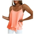thumbnail image 1 of YYDGH Womens Summer Tank Tops Pearl Spaghetti Strap Flowy Double Layer Babydoll Chiffon Camisole Loose Fit Sleeveless Shirt Pink M, 1 of 8
