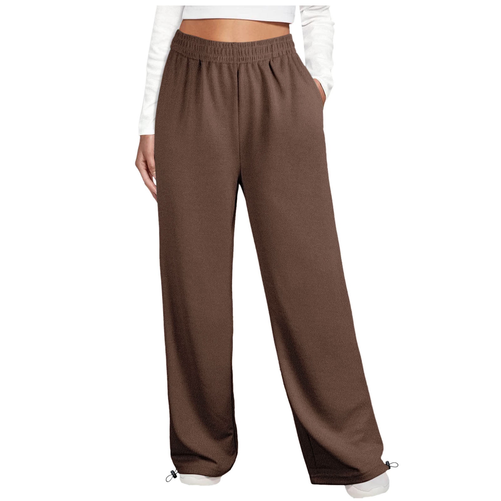 YYDGH Womens Sweatpants Cinch Bottom Baggy Cotton Joggers with Drawstring  Pockets Elastic High Waist Lounge Workout Yoga Pants Brown XL - Walmart.com