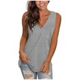 thumbnail image 1 of YYDGH Womens Tank Tops V Neck T Shirts Sleeveless Loose Fit Tunic Tops Side Split Tanks Gray M, 1 of 5