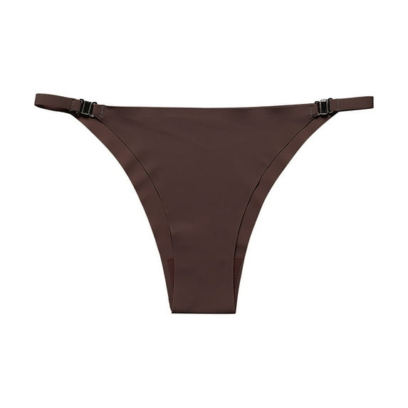 YYDGH Womens Underwear Ice Silk High Cut String Bikini Panties Low Rise Ladies Sexy Underwear Brown L