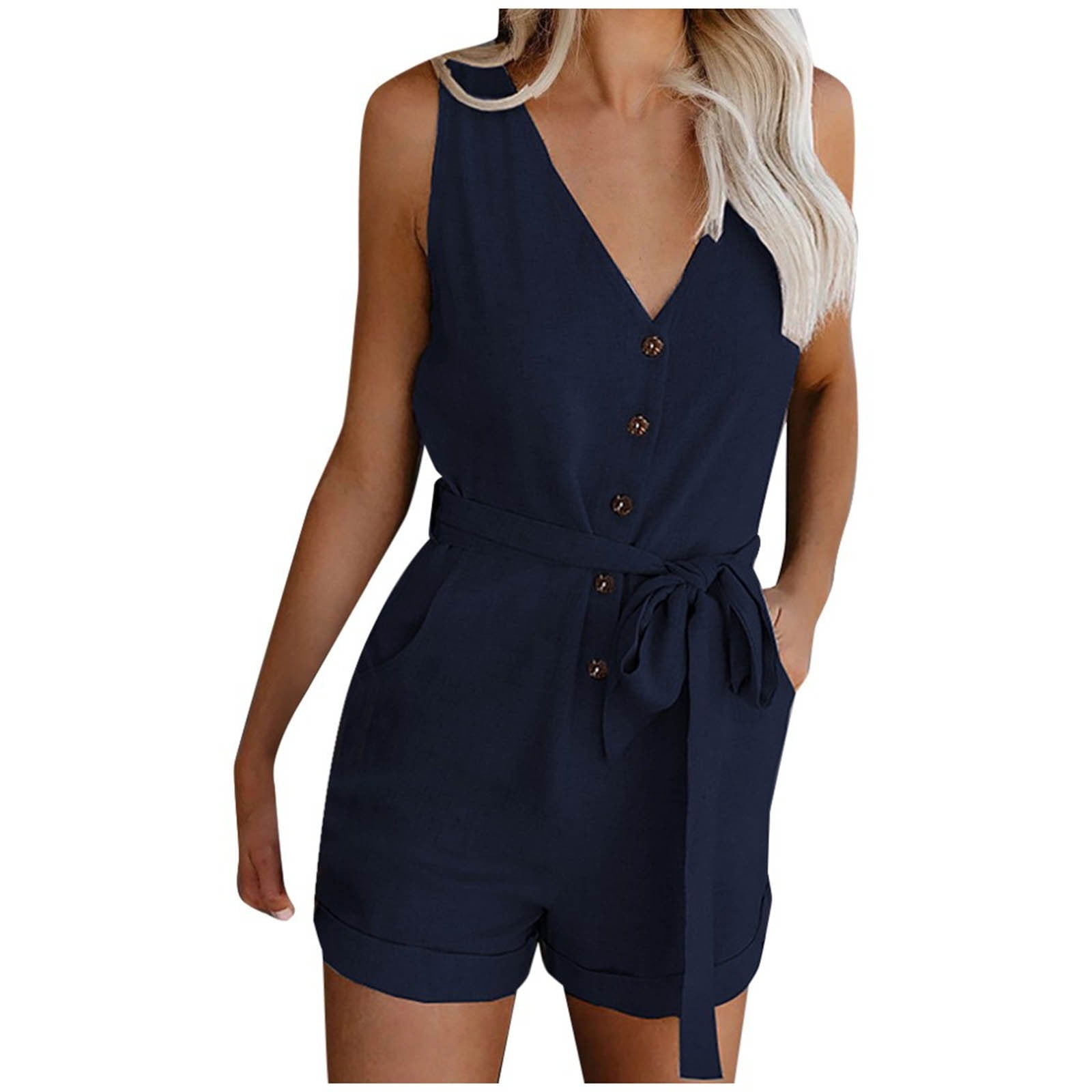 navy blue romper dress Navy Blue Half Zip Short Sleeve Romper - All Playsuits