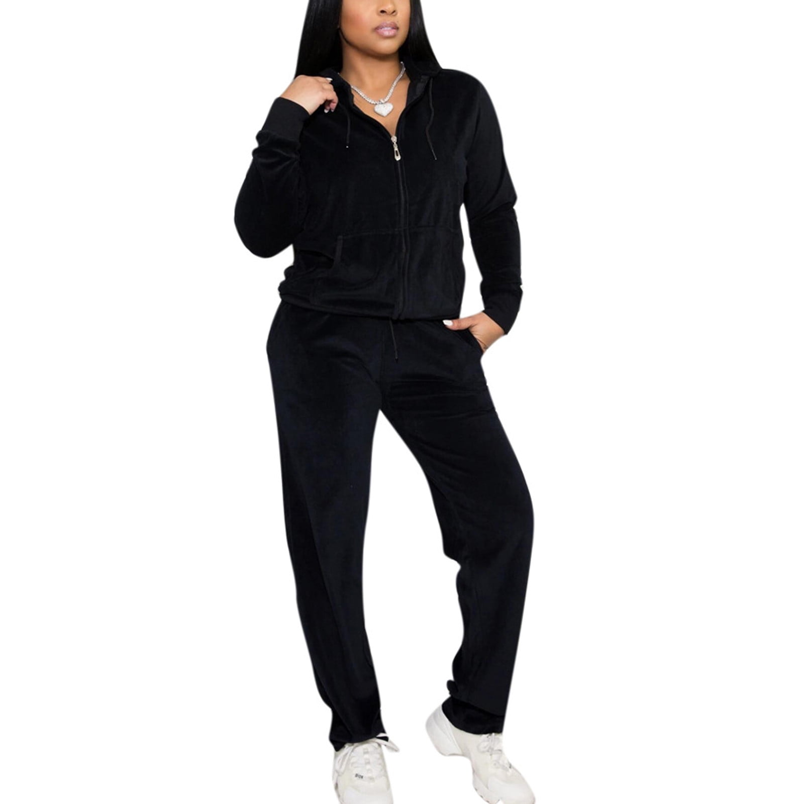 YYDGH Womens Velour Tracksuit 2 Piece Outfits Jackets Sweatshirt