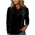 thumbnail image 1 of YYDGH Womens Velvet Shirts Lapel Button Down Long Sleeve Pullover Tops Dressy Casual Loose Sweatshirts Blouses Black L, 1 of 8