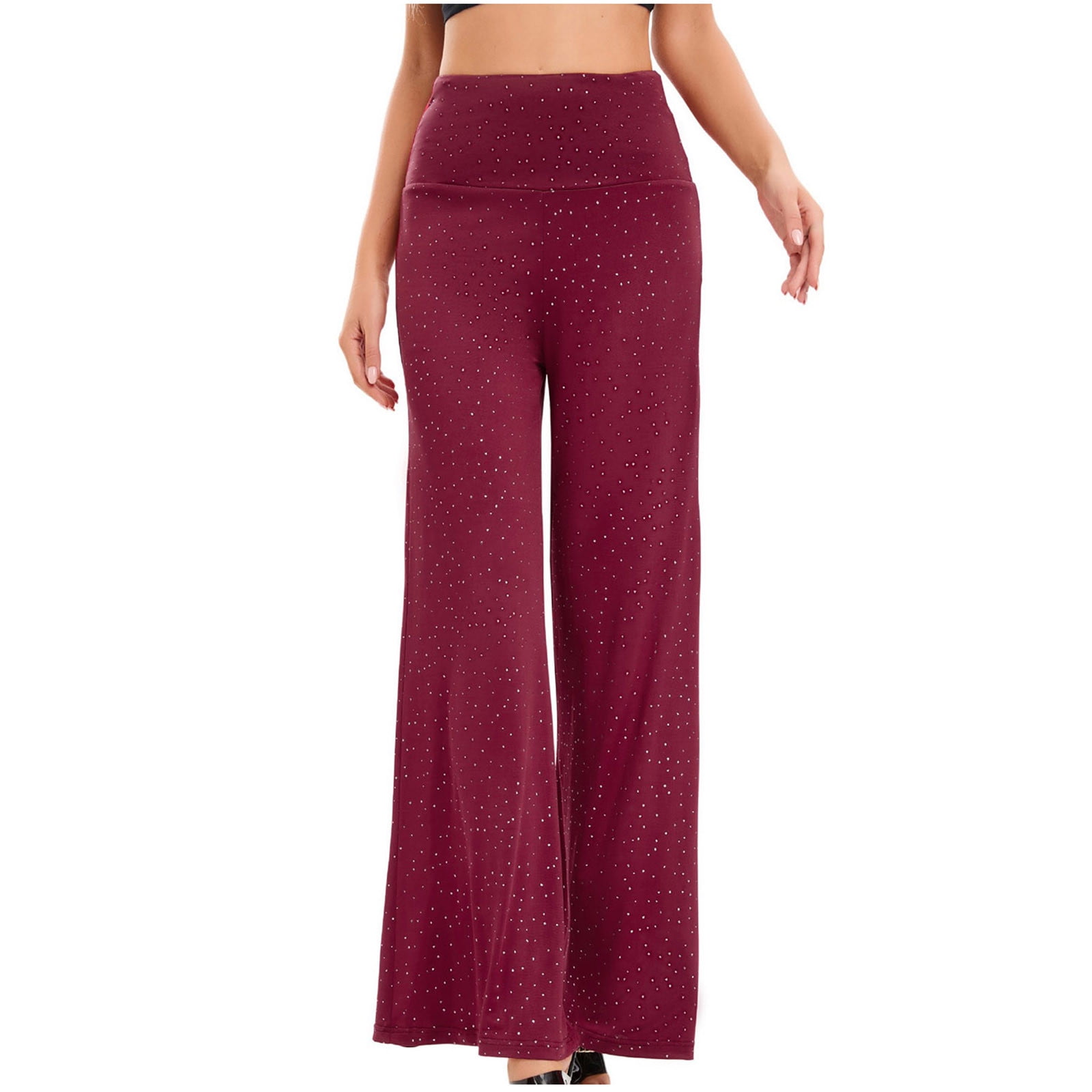YYDGH Womens Wide Leg Yoga Pants High Waist Sparkly Glitter Palazzo