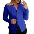 thumbnail image 1 of YYDGH Womens Zip up Open Front Blazers Casual Long Sleeve Mock Neck Blazer Jackets Solid Color Work Suit Coat Blue L, 1 of 6