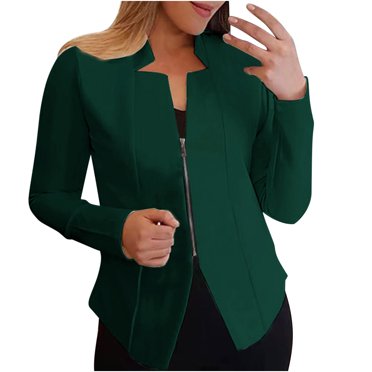 Women's Open Front Work Blazer - Business Long Sleeve Office Cardigan Jacket