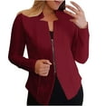 thumbnail image 1 of YYDGH Womens Zip up Open Front Blazers Casual Long Sleeve Mock Neck Blazer Jackets Solid Color Work Suit Coat Wine L, 1 of 6