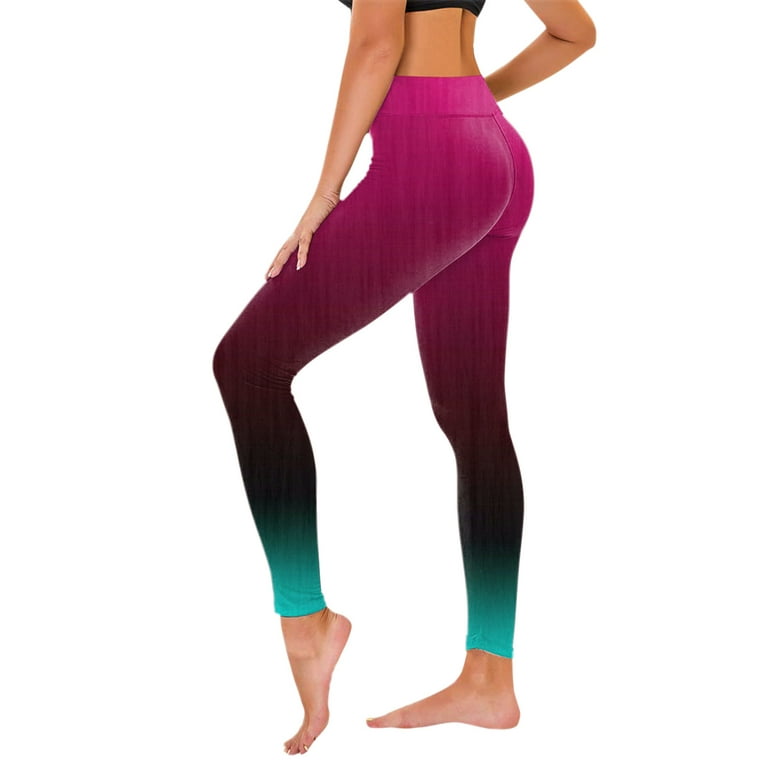 YYDGH Workout Leggings for Women Gradient Print Fitness Running Gym Sports  Pants Color Block Stretch Yoga Pants Light Purple S
