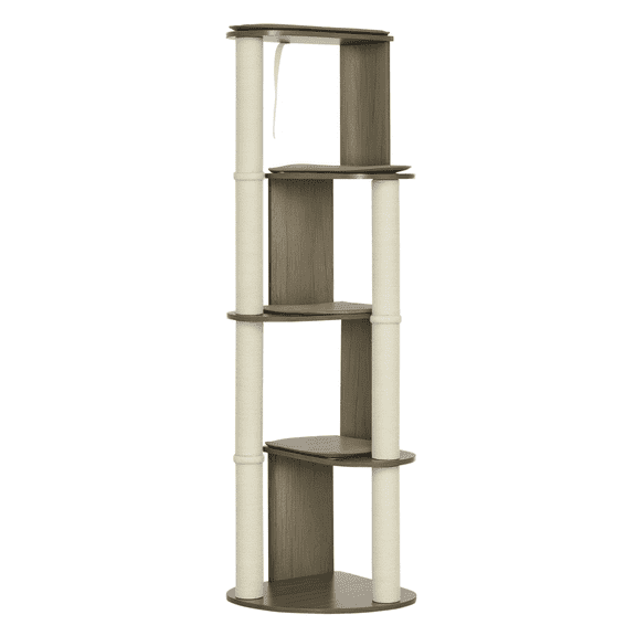 YYDSBNHH 65" Corner Modern Tall for Climbing, Large Multilevel Cat Tower with Scratching Posts, Small-Fit Kitten Tower with Sisal, Cream White