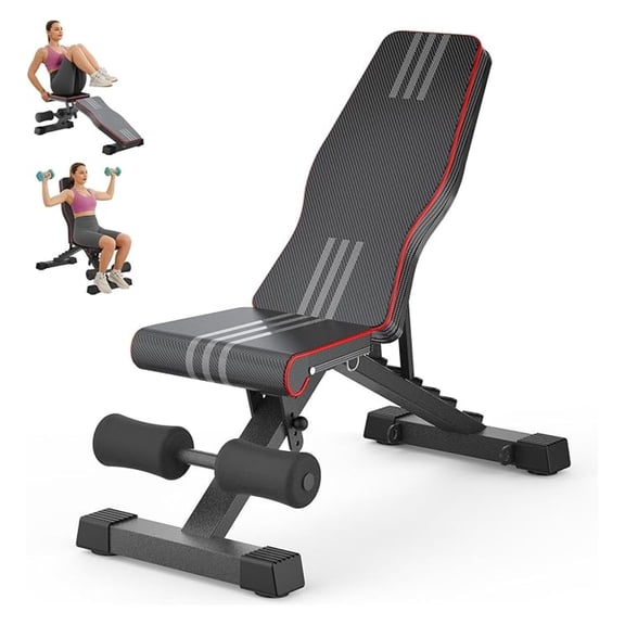 YYDSBNHH Adjustable Workout 660LB, Foldable Utility Press for Home Gym, Incline Decline Flat for Full Body Strength Training