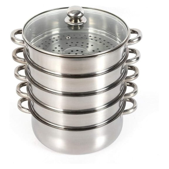 YYDSBNHH Dumpling Steamer Pot 28cm - 5-Layer Stainless Steel Cookware Set - Multi-Tier Steamer for Dim Sum, Vegetables, Seafood - Fast Heating Kitchen Steamer