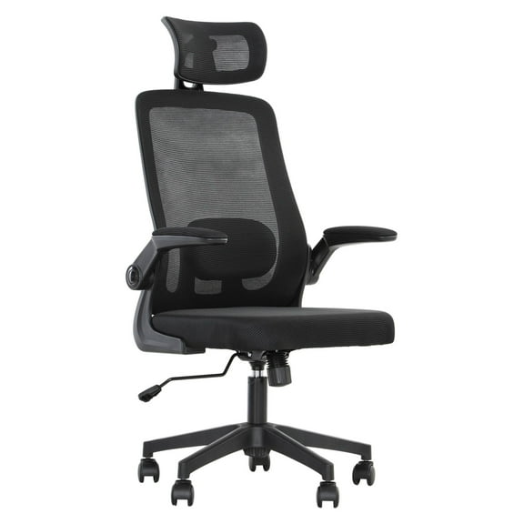 YYDSBNHH Mesh Office Chair, Ergonomic Desk Chair with -up Armrest, Rotatable Headrest, Adjustable Lumbar Support, Black
