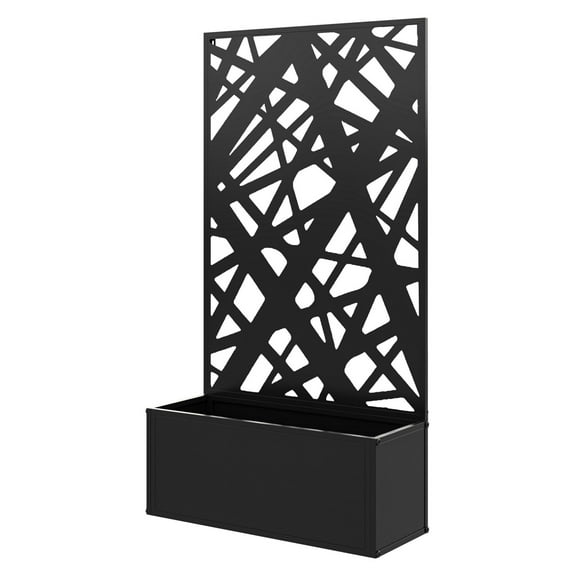 YYDSBNHH Metal Planter Box Raised Garden Bed with Decorative Privacy Screen, Wall-mounted or Freestanding, 24" x 9.1" x 44.5"