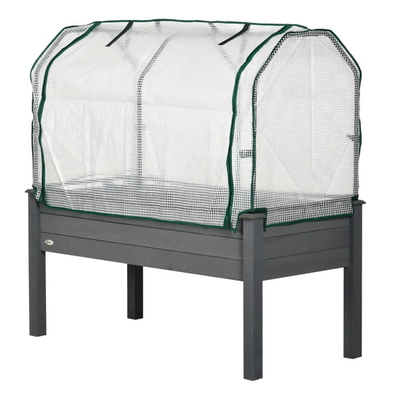 YYDSBNHH Raised Garden Bed with PE Greenhouse Cover Outdoor Planter Box for and Vegetables, x 22 x 46 inch, Dark Gray