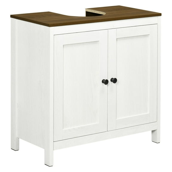 YYDSBNHH Under Sink Cabinet Pedestal Bathroom Storage Adjustable Shelf Double Doors Antique White