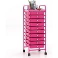thumbnail image 1 of YYEAN 10 Drawer Rolling Storage Cart Scrapbook Paper Office School 15"D x 13"W x 34"H-Hot Pink, 1 of 11