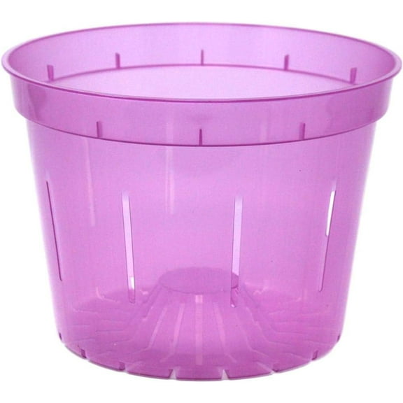 YYEAN 10 inch Slotted Clear Pots - 3 Pack, Plastic Plant Containers with Drainage Slots for Root Aeration, Transparent Flower Pots for Seedlings, Indoor/Outdoor Plants - 3 Pack (Rose Quartz)