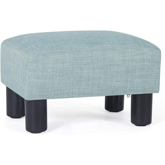 YYEAN 15x10.8x8.7inch Small Ottoman Footstool- Mordern Rectangle Soft Fabric Footrest-Light Blue