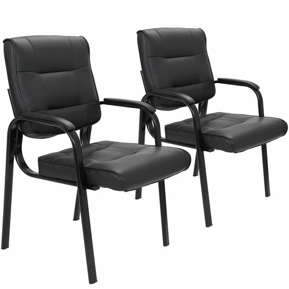 YYEAN 2PCS Guest Chair Bonded Leather Computer Chair Reception Office Side Chair