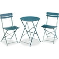thumbnail image 1 of YYEAN 3-Piece Bistro Set, Space Saving Folding Design, Solid Steel, Outdoor Patio Furniture Set w/ 2 Chairs, Bistro Table-Peacock Blue, 1 of 10