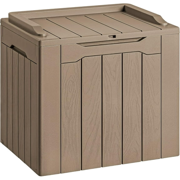 YYEAN 30 Gallon Resin Deck Box Outdoor Indoor Waterproof Storage Box for Patio Furniture Pool Accessories Storage for Cushion Garden Tools (30 Gallon, Light Brown)