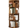 thumbnail image 1 of YYEAN 360° Rotating Bookshelf, Small Corner Bookcase with Small Footprint, 4 Tier Standing Bookcase for Kids&Adults, Wood Bookshelf Designed for Bedroom, Living Room, Brown, 1 of 9