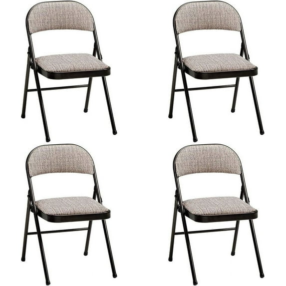 YYEAN 4-Pack Steel Frame Folding Dining & Event Chairs, Foldable Seating with Cushioned Seat and Padded Back for Kitchen, Parties or Game Tables-Brown